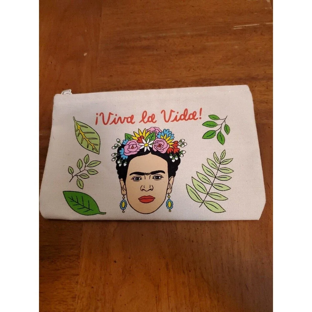 Frida Khalo Canvas Screen Printed Make Up Tote Bag Pencil Pouch By The Found